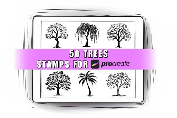 Download 50 Trees Procreate Stamps Brushes - Brushes Collection