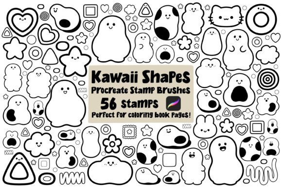 Download Procreate Kawaii Shapes Stamp Brushes - Brushes Collection