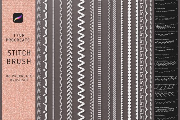 Download 88 Procreate Stitch and Sewing Brushes - Brushes Collection