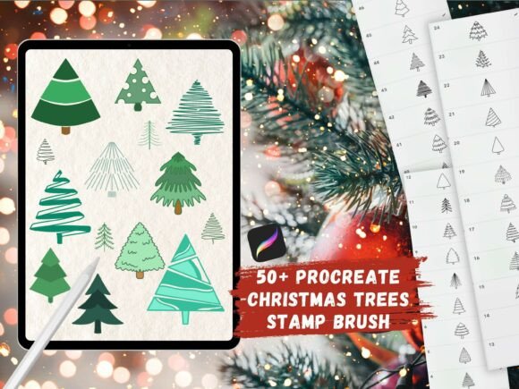 Download Procreate Christmas Tree Stamps Brushes - Brushes Collection