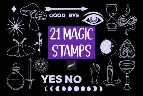 Download 21 Magical Procreate Stamp Set Brushes - Brushes Collection