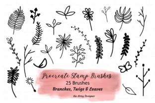 Download 25 Procreate Stamp Brushes, Plants Twigs - Brushes Collection
