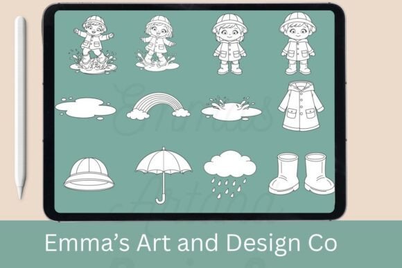 Download Spring Rain Kids Procreate Stamp Brushes - Brushes Collection