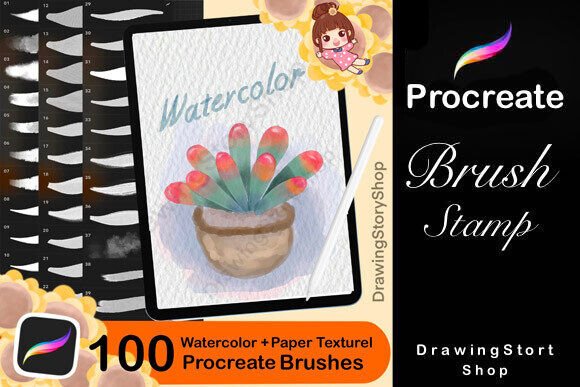 Download 100 Watercolor + Paper Procreate Brushes - Brushes Collection