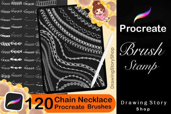 Download 120 Procreate Chain and Necklace Brushes - Brushes Collection