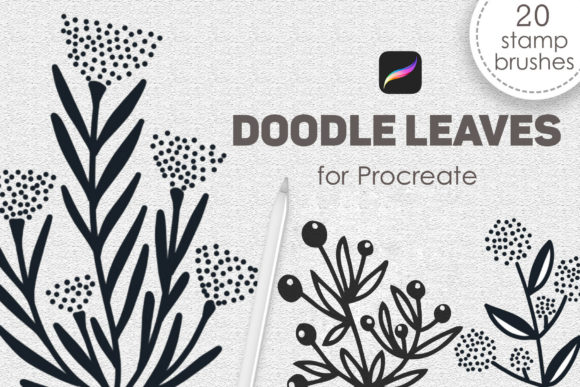 Download Doodle Leaves Procreate Stamp Brushes - Brushes Collection