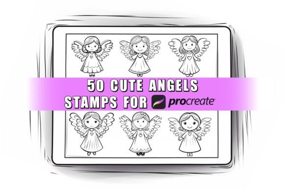Download 50 Cute Angels Procreate Stamps Brushes - Brushes Collection