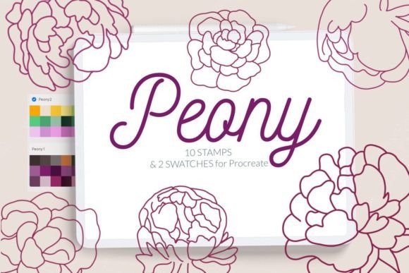 Download Peony Procreate Stamp Brushes Line Art - Brushes Collection