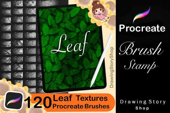 Download 120 Procreate Leaf Textures Brushes - Brushes Collection