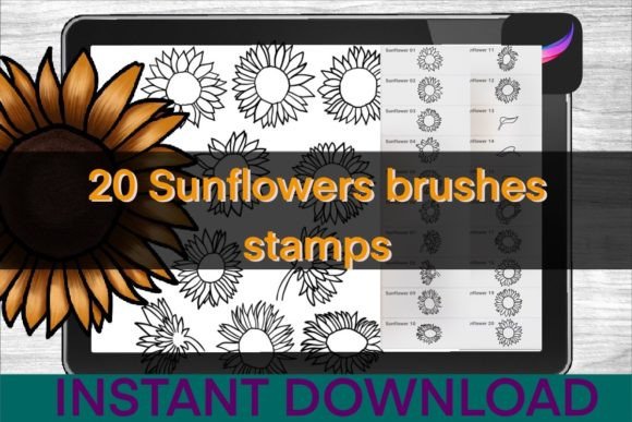 Download Sunflower Brushes Procreate Stamps - Brushes Collection