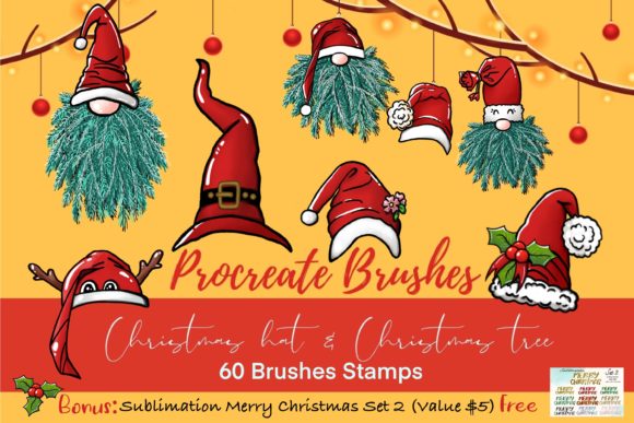 Download Procreate Brushes Christmas Hat &amp; Christ - Brushes Collection