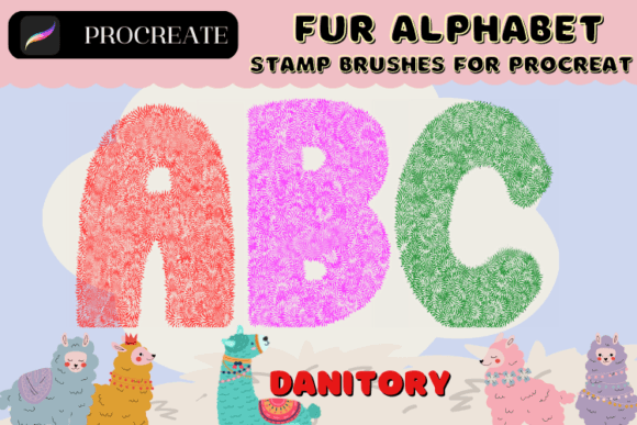 Download Fur Alphabet Stamp Brushes for Procreate - Brushes Collection
