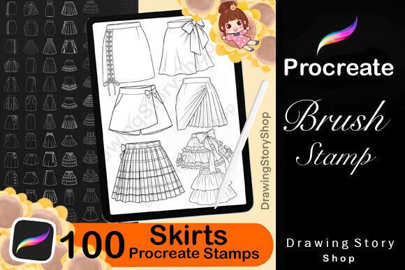 Download 100 Procreate Skirt Stamp Brushes - Brushes Collection