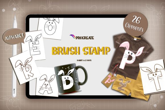 Download Procreate Brushes Stamp Alphabet Rabbit - Brushes Collection
