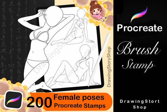 Download 200 Procreate Female Poses Brushes - Brushes Collection