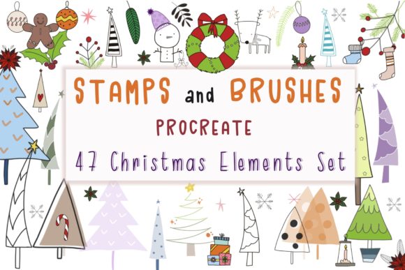 Download Procreate 47Christmas Elements Set Brushes - Brushes Collection