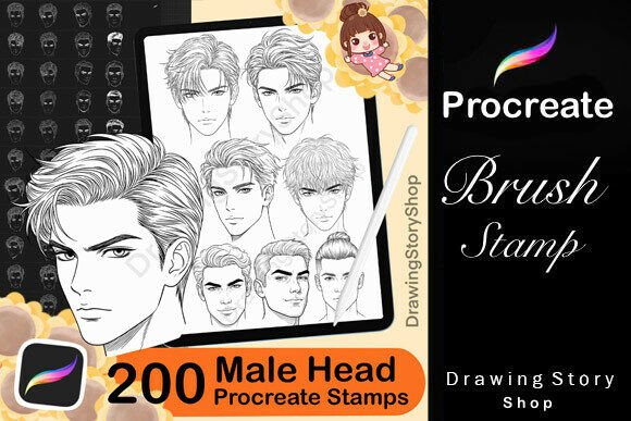 Download 200 Procreate Male Head Stamp Brushes - Brushes Collection