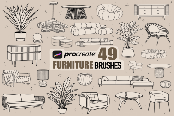 Download Procreate Furniture Line Art Brushes - Brushes Collection