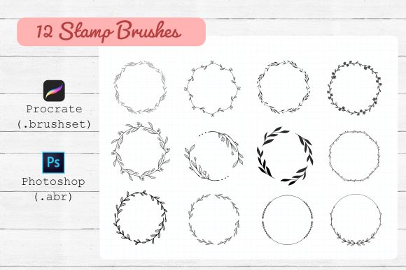 Download 12 Wreath Brushes Procreate ,Photoshop - Brushes Collection