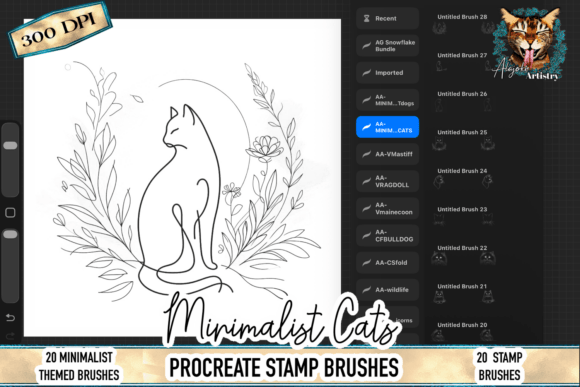 Download Minimalist Cat Procreate Stamp Brushes - Brushes Collection