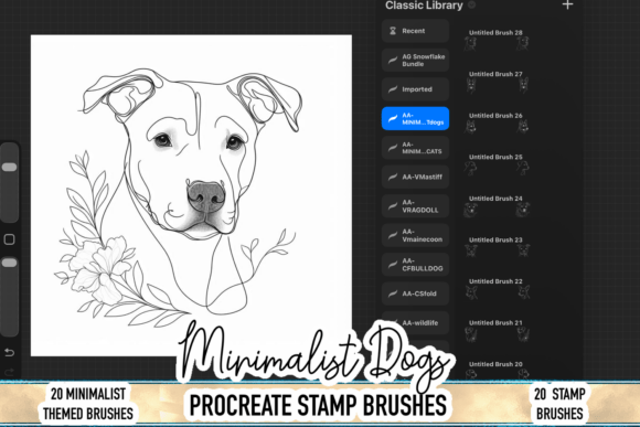 Download Minimalist Dog Procreate Stamp Brushes - Brushes Collection