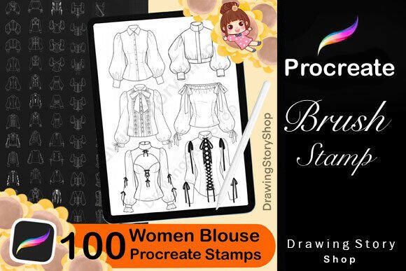 Download 100 Procreate Blouses Stamp Brushes - Brushes Collection