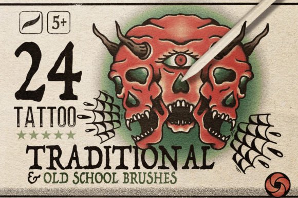 Download 24 Traditional Tattoo Brushes - Brushes Collection