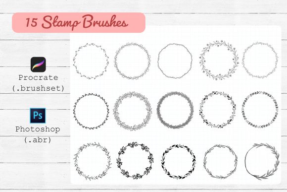 Download 15 Wreath Brushes Procreate ,Photoshop - Brushes Collection