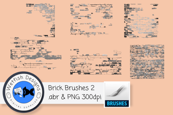 Download 6 High Resolution Brick Brushes 2 - Brushes Collection