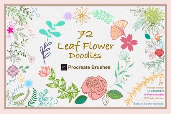 Download Procreate Brushes Leaf Flower Doodles - Brushes Collection