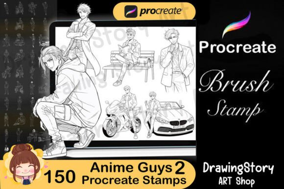 Download 150 Procreate Anime Guys Brushes Set2 - Brushes Collection