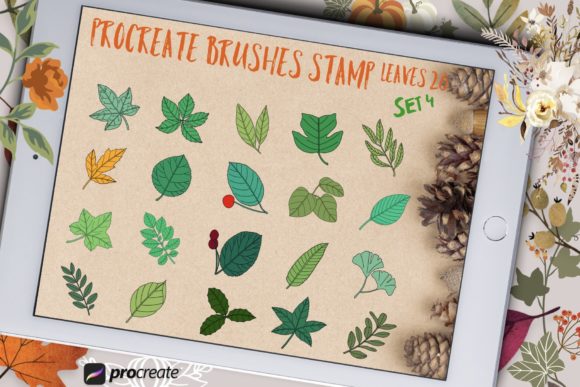 Download Procreate Brushes Stamp Leaves Set 4 - Brushes Collection