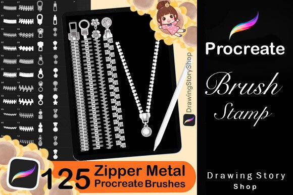 Download 125 Procreate Zipper Metal Brushes - Brushes Collection