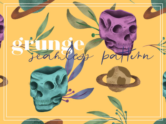 Download Grunge Skull Dark Art Seamless Pattern - Grunge Collection