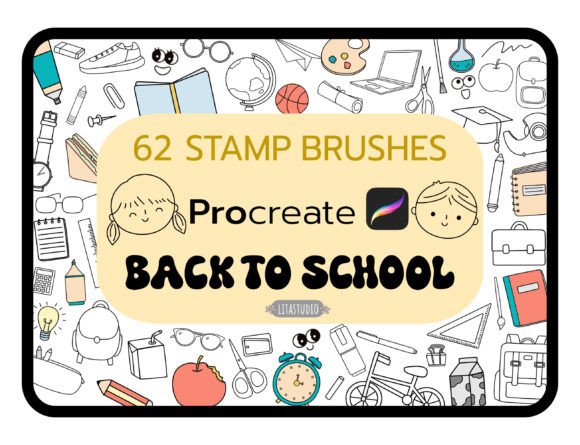 Download SCHOOL STAMPS, Groovy, Procreate Brushes - Brushes Collection