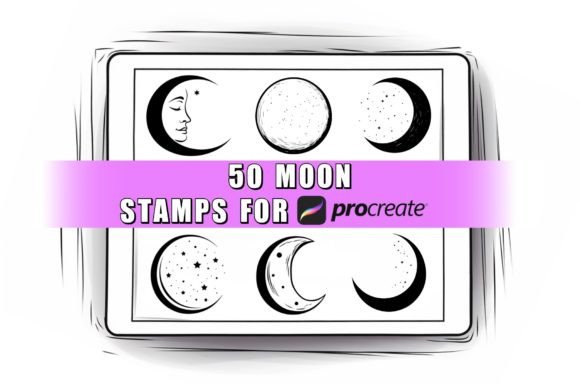 Download 50 Moon Procreate Stamps Brushes - Brushes Collection