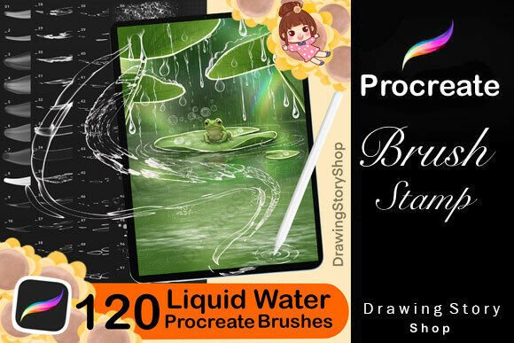 Download 120 Procreate Liquid Brushes,white Water - Brushes Collection