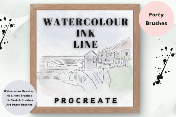 Download Watercolour Ink Line Procreate Brushes - Brushes Collection