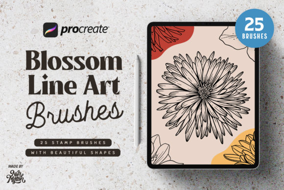 Download Procreate Blossom Line Art Brushes - Brushes Collection