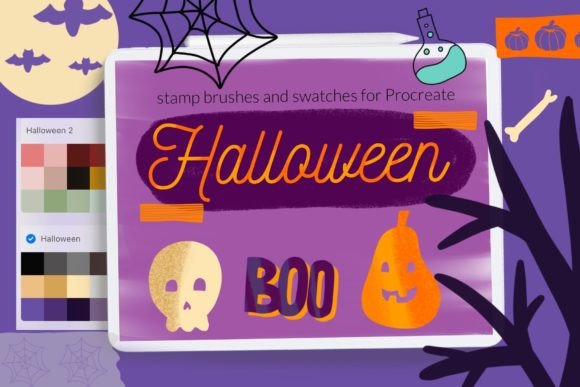 Download Halloween Stamps Brushes Procreate - Brushes Collection
