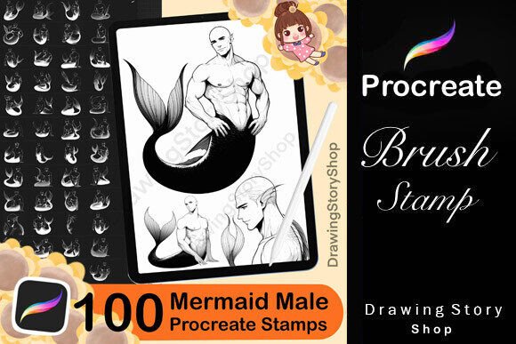 Download 100 Procreate Mermaid Male Stamp Brushes - Brushes Collection