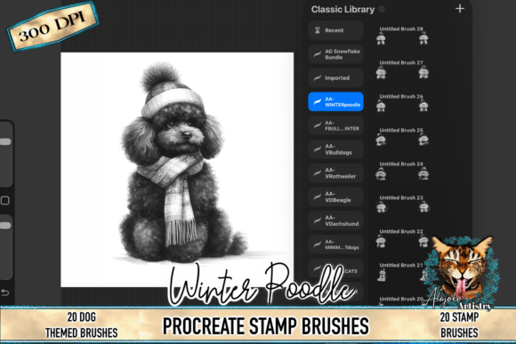 Download Winter Poodle Procreate Stamp Brushes - Brushes Collection
