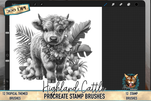 Download Highland Cow Procreate Stamp Brushes - Brushes Collection